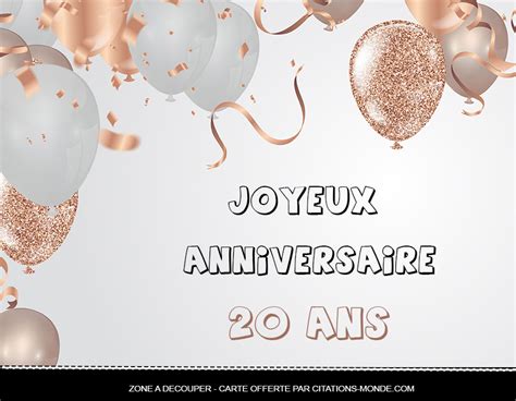 carte anniversaire 20 ans gratuite|Modèles de carte anniversaire gratuits pour tous